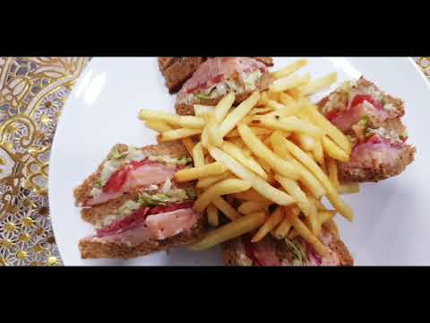 كلوب هاوس ساندوتش وسموك سالمون ساندوتش بطريق عالميةclub House Sandwich Smoke Salmon Sandwich Youtube