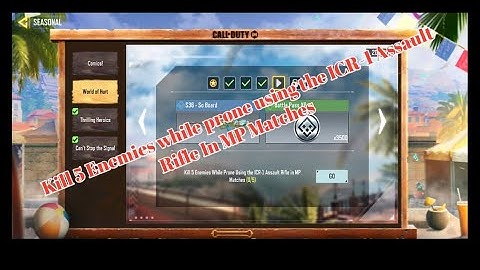 Call of Duty Mobile Kill 5 Enemies While Prone Using the ICR-1 Assault Rifle in MP Matches
