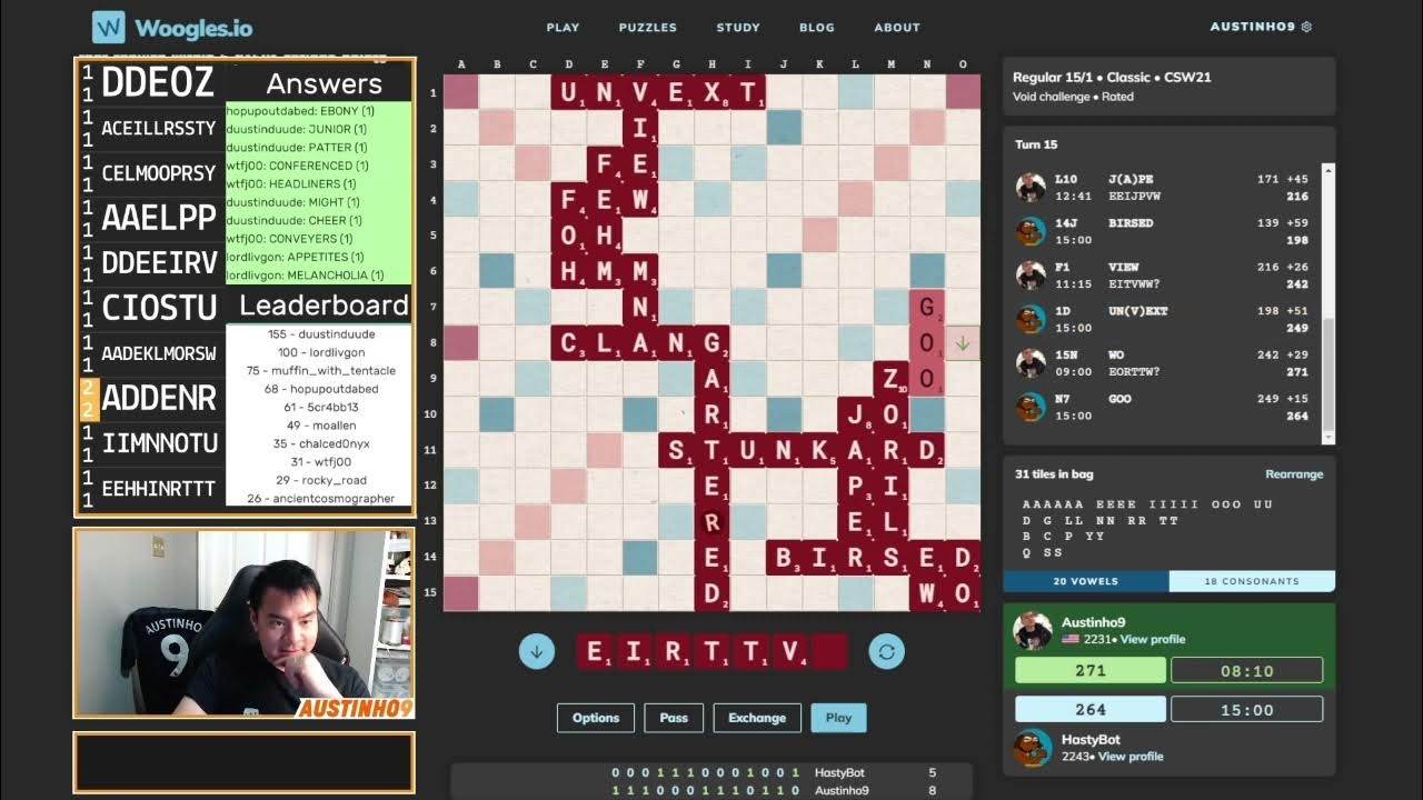 Reigning North American Scrabble Champion v Toughest online Scrabble