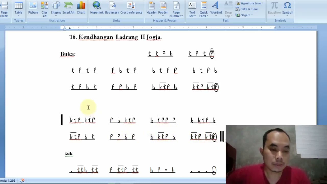 Belajar Notasi Kendhang II Ladrang Yogyakarta