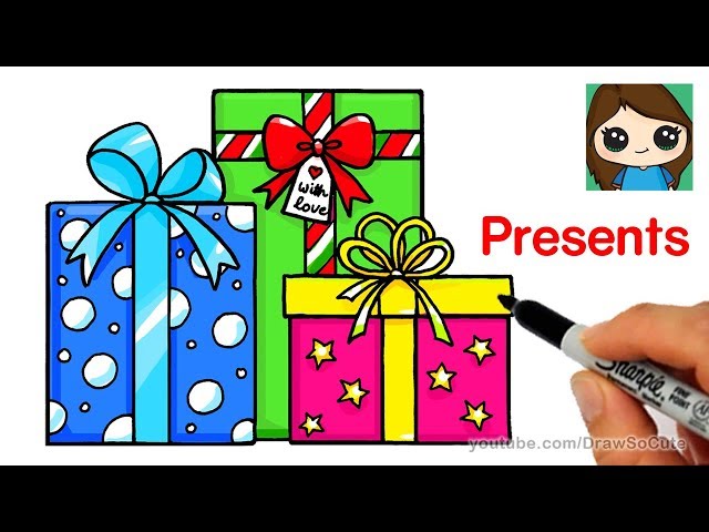 How to Draw Presents Easy  Christmas Gifts 