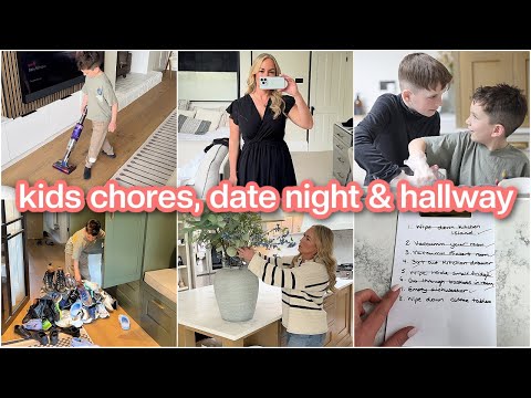 Kid's SPEED CLEANING! The Boys Chores, Date Night + New Hallway Vlog
