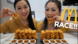 Download Lagu McDonald's Chicken Nuggets RACE Challenge | Sister Challenge Mukbang | N.E Let's Eat \u0026 SAS ASMR MP3