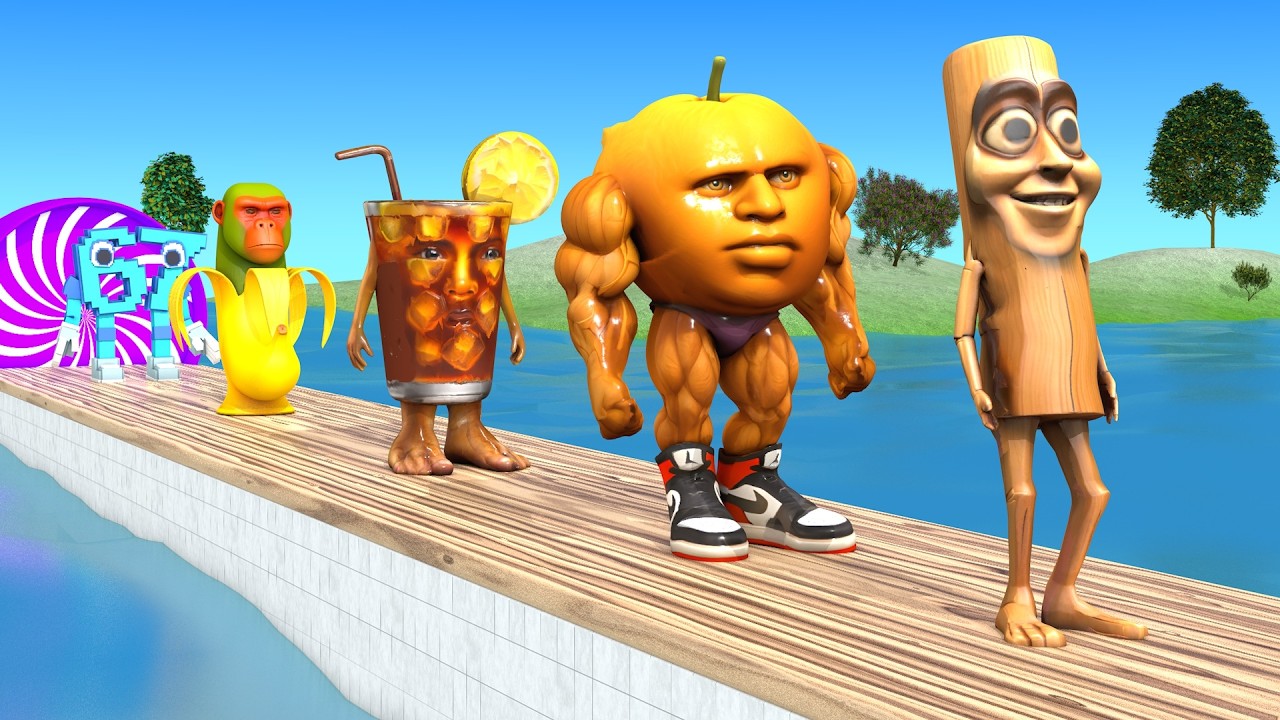 Long Slide Game with Dinosaur Lion Cow Hippopotamus Gorilla 3d Animal Game Funny 3d Animals