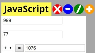 JavaScript Calculate 2 Numbers Form Input Text  Addition, Subtraction, Multiplication, Division