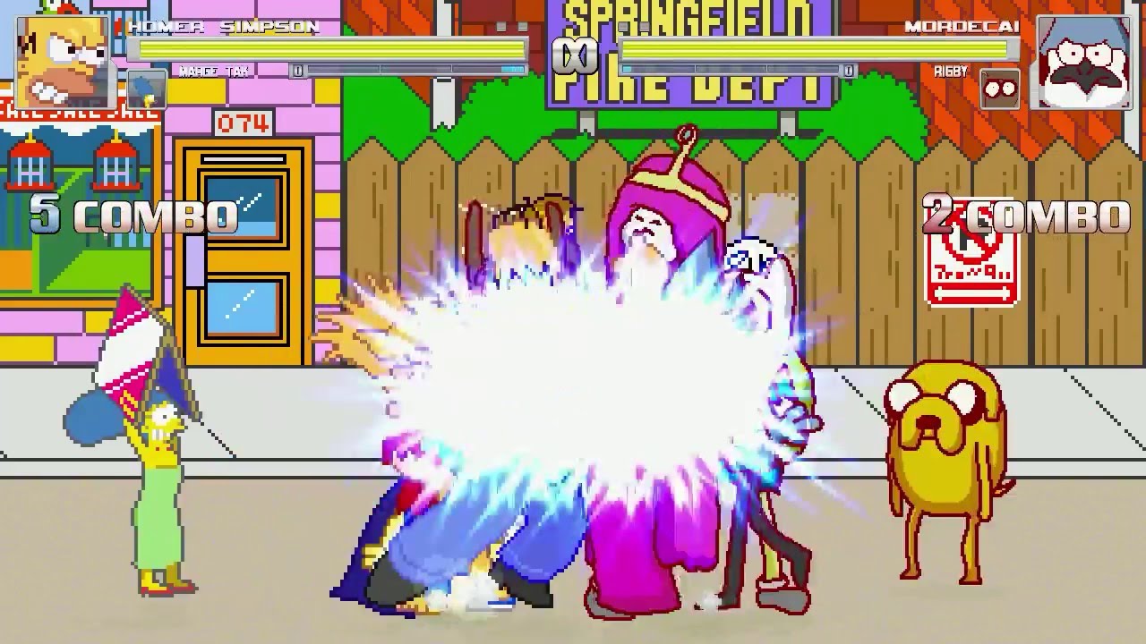 AN Mugen Request #538: Homer, Marge, Hugo & Bartman VS Mordecai, Rigby, Bubblegum, Finn & Jake