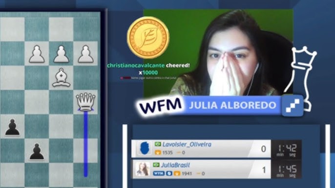 GM Krikor joga contra a WFM Julia Alboredo enquanto desenrola um INGLÊS?? 