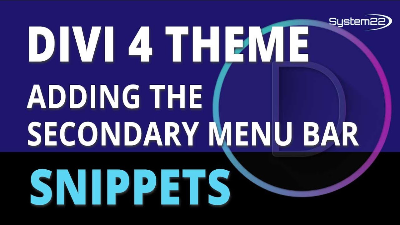 Divi 4 Snippets Adding The Secondary Menu Bar 👈 - YouTube
