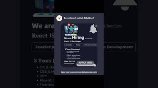 We are hiring a React JS Developer!!! #reactjs #pune #kolkata #trending #trend #shorts