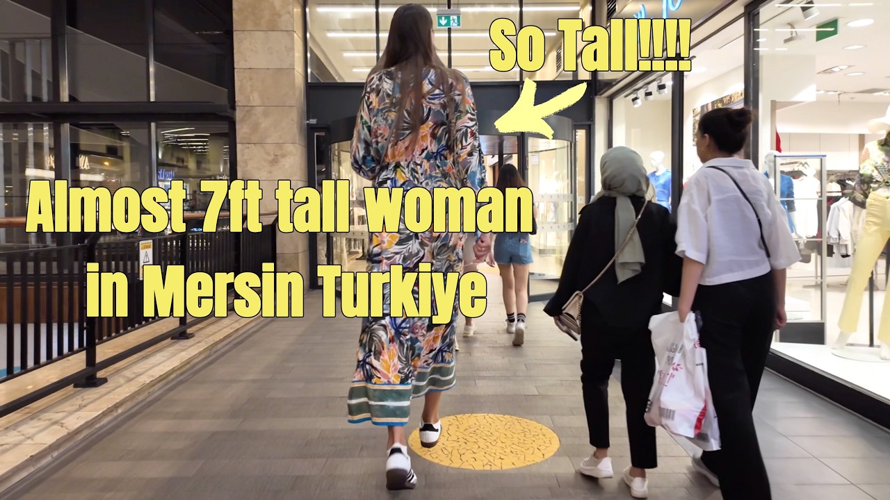 Very Tall Woman Turns Heads in Mersin, Türkiye - YouTube