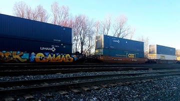 CSX Double Stack Train Hits The Horn 4K UHD