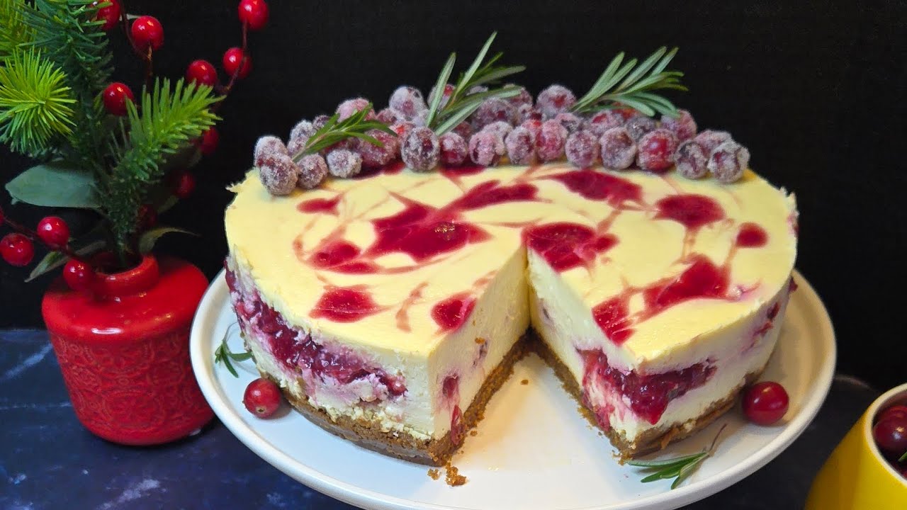 Cranberry Swirl Cheesecake: a perfect fancy holiday dessert