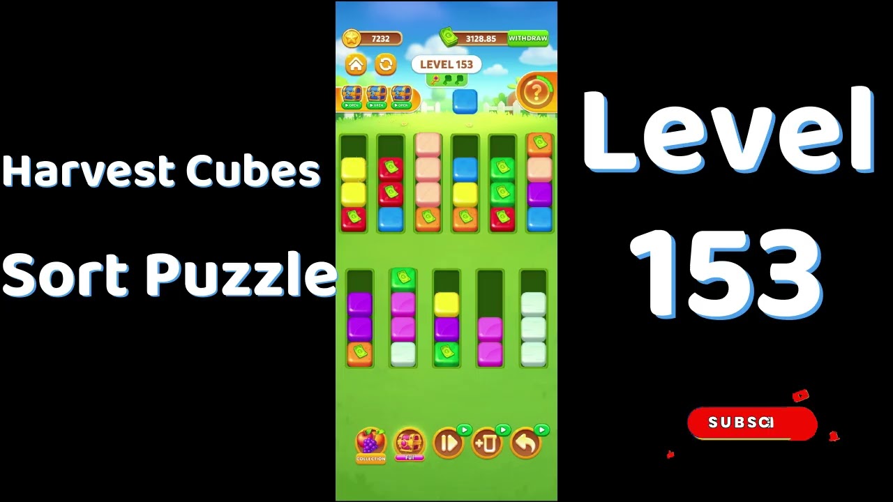 Harvest Cubes Sort Puzzle Level 153 Walkthrough 🌽🧠 | Relaxing Sort Game | Go Answer