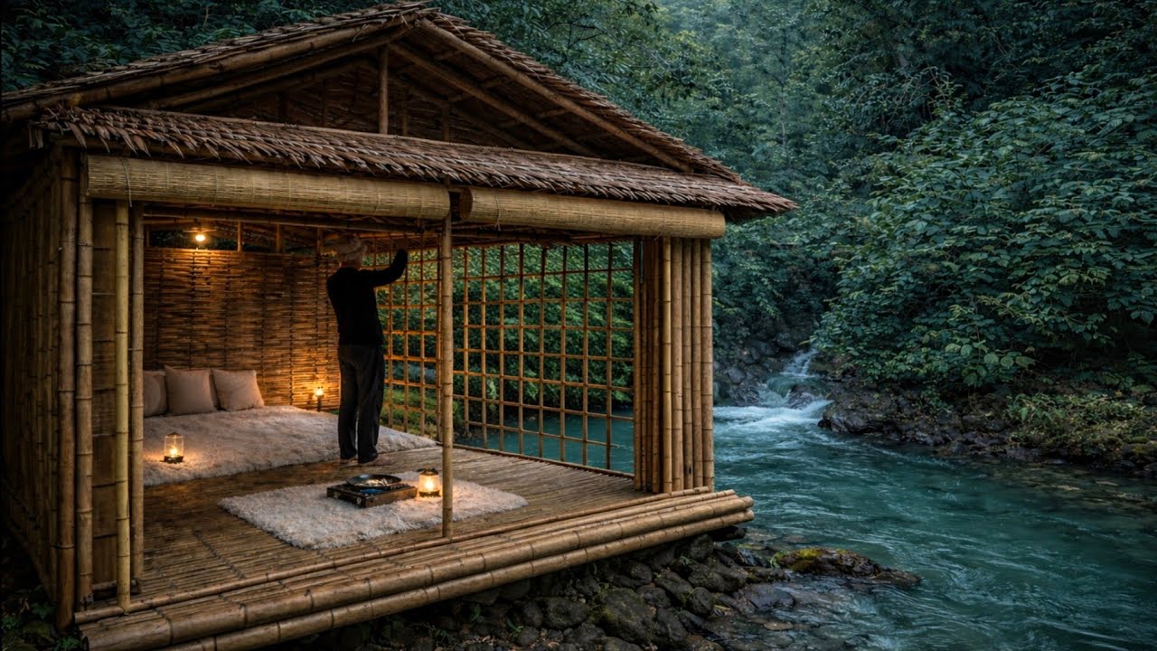 3 hari camping di hutan diguyur hujan deras siang malam, | Camping sempurna dengan shelter estetik! 