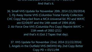 List of All of my VHS Updates from the last 10 Years From Oldest to Newest Part 2 10/18/22