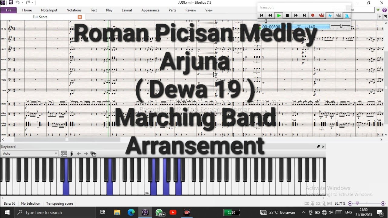 ROMAN PICISAN Medley ARJUNA (Dewa 19) - Marching Band Arransement (Partitur)