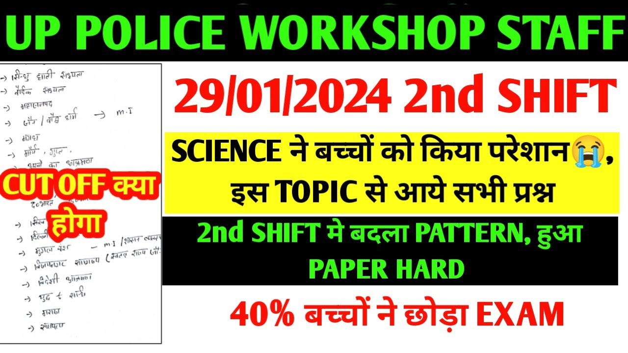 UP POLICE WORKSHOP STAFF 2nd SHIFT EXAM ANALYSIS  I Up POLICE RADIO OPERATOR EXAM ANALYSIS I