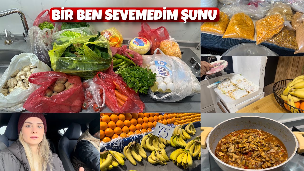 HAFTALIK PAZAR ALIŞVERİŞİ✅BİRDE KOLİ DENEYELİM 👍TEPSİ SİPARİŞİ GELDİ😄MANTAR SOTE 💯BELİMDE AĞRI VAR