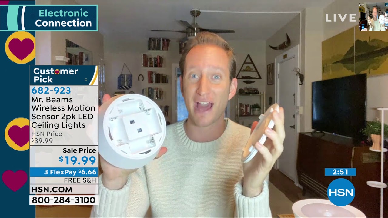 Mr. Beams Wireless Motion Sensor 2pack LED Ceiling Lights - YouTube