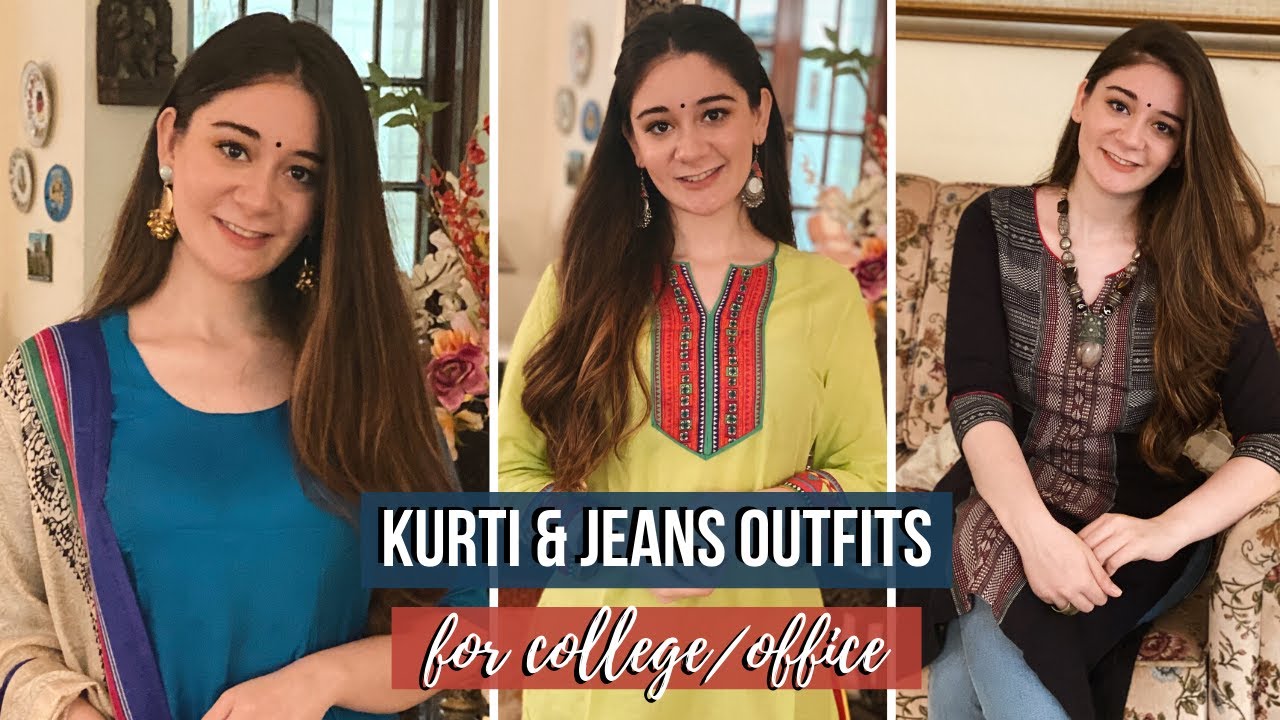 Kurti With Jeans || College Kurti With Jeans || Long Kurti With jeans/  Floral Long Kurti With Jeans - YouTube