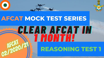 Ultimate AFCAT MOCK TESTS SERIES |  AFCAT Reasoning Test 1 |  Target AFCAT 2/2020/21