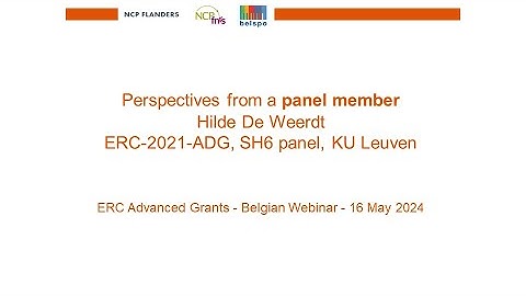 May 2024 – Hilde De Weerdt ERC Advanced grants Panel member, 2021 call