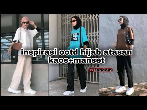 ootd hijab dengan kaos+manset
