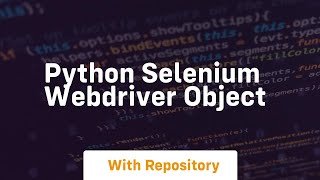 python selenium webdriver object