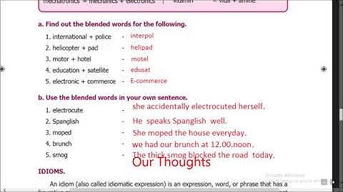 English || Prose 2 My Reminiscence ||Vocabulary || Part B #8th Std Syllabus