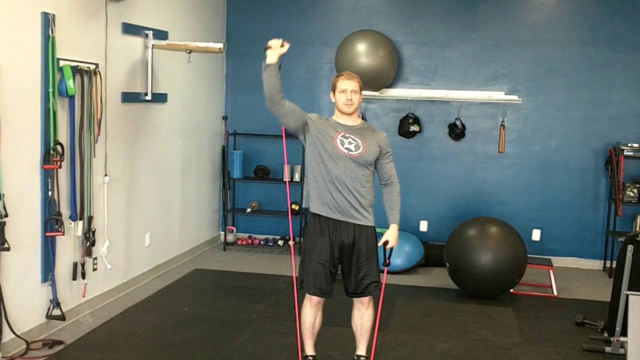 Standing Single Arm Overhead Press with Band - YouTube