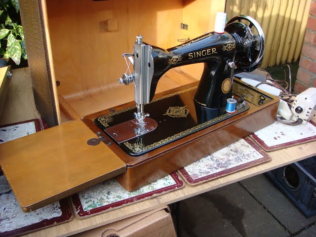 Antique Old Vintage Hand Crank And Electric Singer Sewing Machine