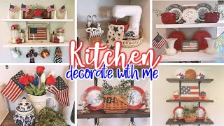 FOURTH OF JULY KITCHEN DECORATE / PATRIOTIC KITCHEN /COFFEE BAR DECORATE / OPEN SHELVING
