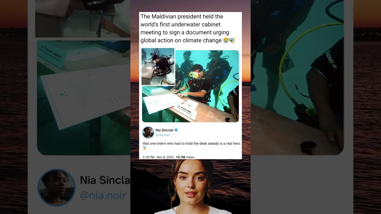 The Maldivian president held the world's first underwater cabinet meeting to sign a document...