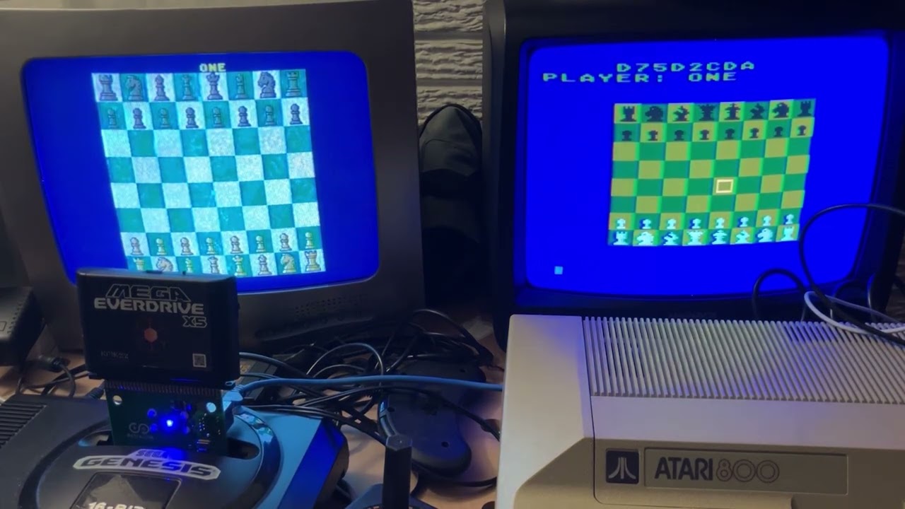 Atari 800/Fujinet and Sega MegaDrive/Retro.Link Chess Server Test