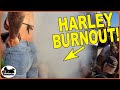 Bikers Party and Crazy Burnout on a Harley Davidson at the Rat Run