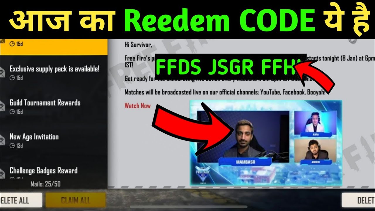 Today pro league redeem code? Day 1 Redeem Code | Free fire Redeem Code|get Redeem code￼ Nazim Gamer