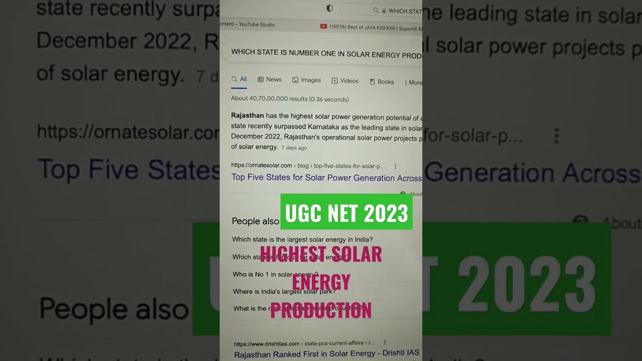 Highest Solar Energy Production State In India 2023 UGC NET 2023 Highest Solar Energy Production State In India 2023 UGC NET 2023