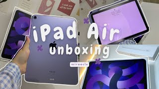 iPad Air 5th Gen 2022 [purple 64 gb]  unboxing  + Apple Pencil + Accessories | ASMR | Aesthetic ✨