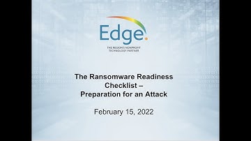 The Ransomware Readiness Checklist—Preparation for an Attack
