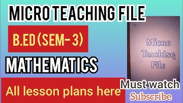 MICRO Teaching for B.ed students| MicroTeaching LESSON Plan for maths