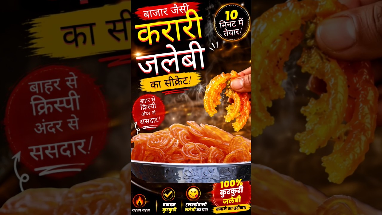 बाजार जैसी कुरकुरी जलेबी | Crispy Jalebi Recipe | Jalebi Recipe #shorts
