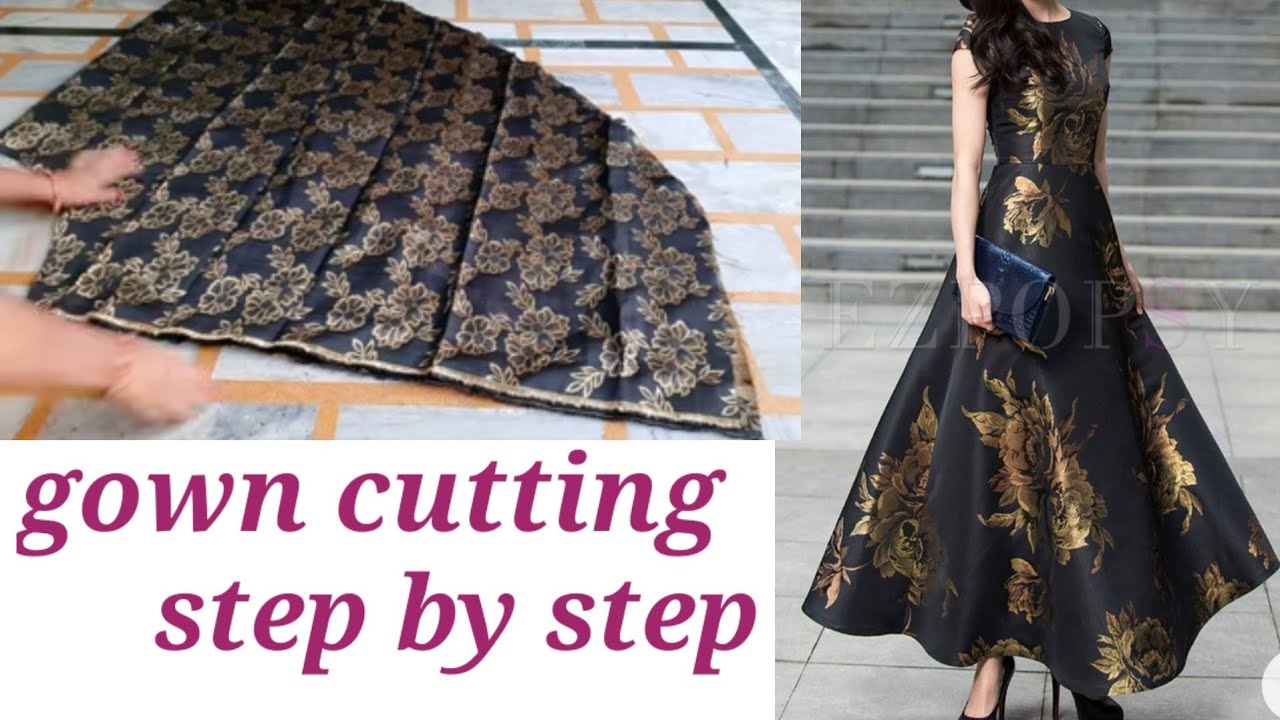 gown ki cutting kaise karne/frock cutting (step by step) umbrella kurti