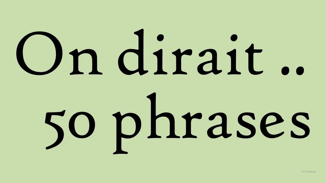 On dirait… – 50 phrases françaises #learnfrench