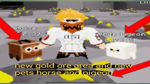 Roblox pet mining simulator part 6: new gold ore area and new pet horse,white pigeon with ironninjar