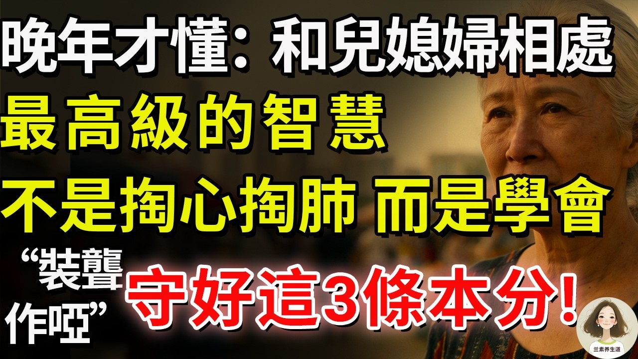 晚年才懂：和兒媳婦相處，最高級的智慧，不是掏心掏肺，而是學會“裝聾作啞”，守好這3條本分!