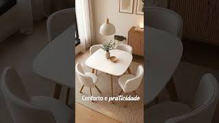 Conjunto Mesa de Jantar Pizza Branco 4 Cadeiras Just Home