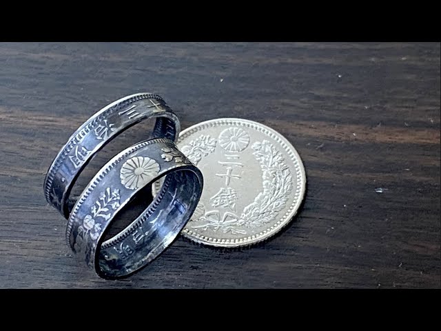 古銭の指輪 20銭銀貨での作り方 How to make old Japanese coin ring use Dragon 20 sen slyer  coin. - YouTube