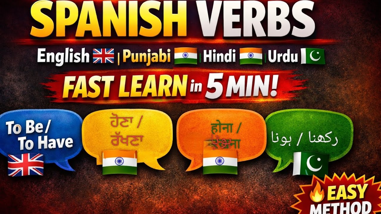 Learn Spanish verbs in English, Punjabi, Hindi & Urdu 🇪🇸🔥Fast & Easy ...