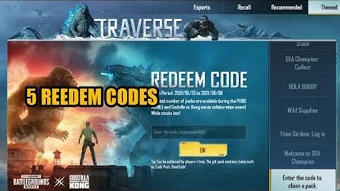 new 5 redeem codes | Godzilla vs KonG KonG pubg mobile
