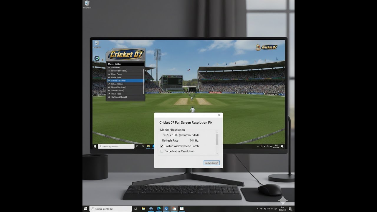 Cricket 07 Full Screen Resolution fix Windows 10/11 on High Resolution Displays 